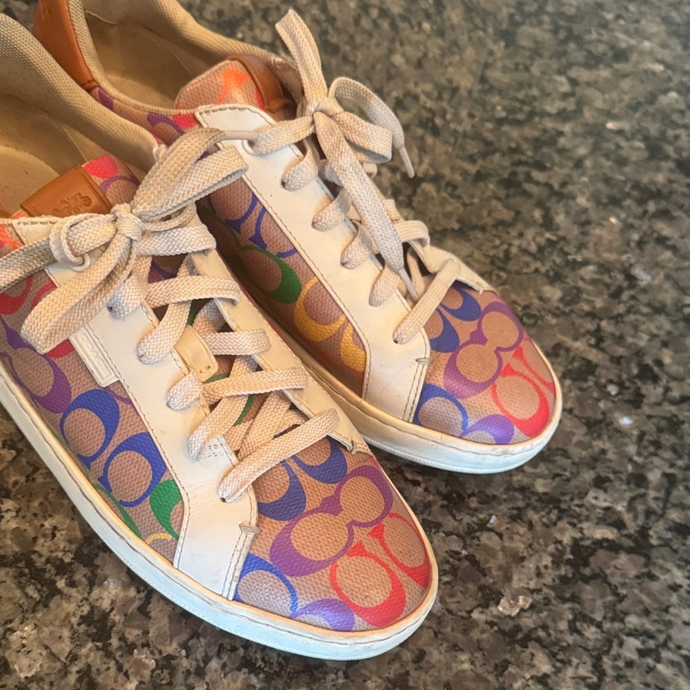 Coach Clip Colorful Logo Pattern Sneakers 10 - Picture 4 of 15